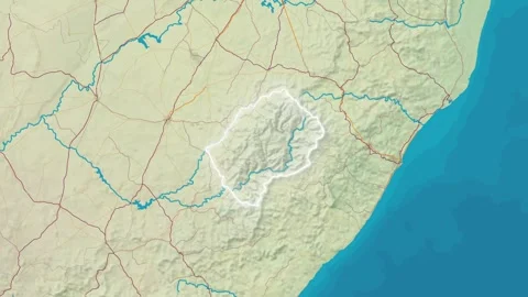 Zoom In On Stylized Map Lesotho Video stock 314271650