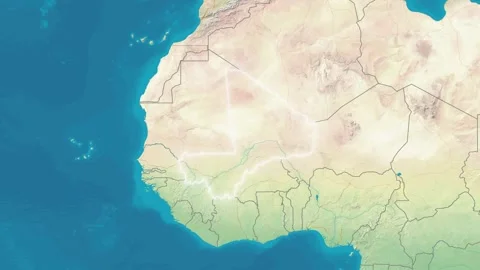 Zoom In On Stylized Map Mali Stock Footage 314271715