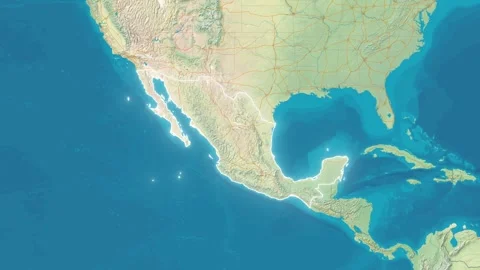 Zoom In On Stylized Map Mexico Stock Footage 314271716