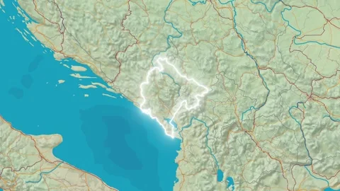 Zoom In On Stylized Map Montenegro Stock Footage 314270649