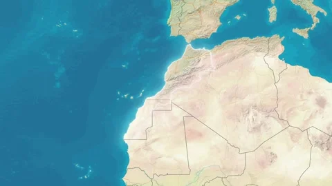 Zoom In On Stylized Map Morocco Stock Footage 314270652