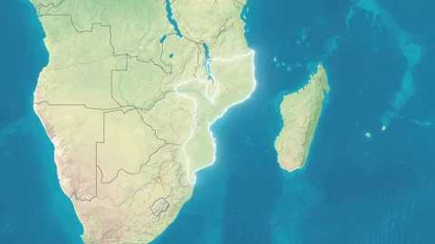 Zoom In On Stylized Map Mozambique Stock Footage 314272481