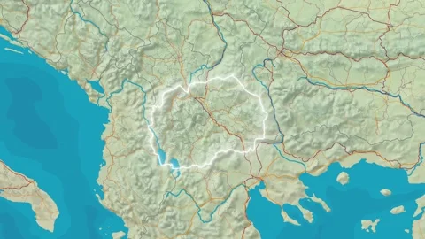 Zoom In On Stylized Map North Macedonia Stock-Footage 314272727