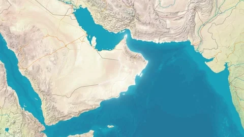 Zoom In On Stylized Map Oman Stock Footage 314272726