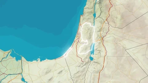 Zoom In On Stylized Map Palestine Stock Footage 314272750