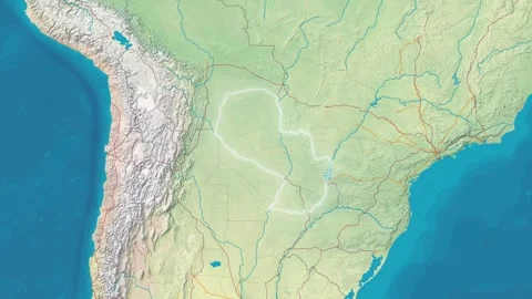 Zoom In On Stylized Map Paraguay Stock Footage 314272803