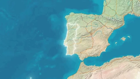 Zoom In On Stylized Map Portugal Stock Footage 314272859