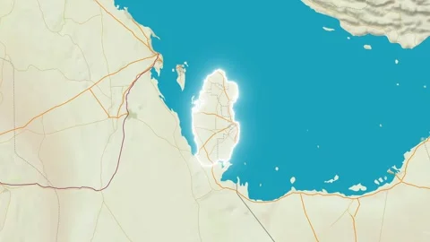 Zoom In On Stylized Map Qatar Stock Footage 314272858