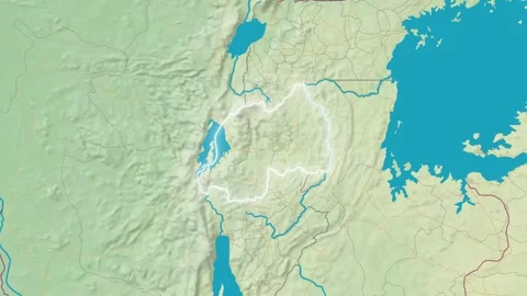 Zoom In On Stylized Map Rwanda Stock Footage 314272922