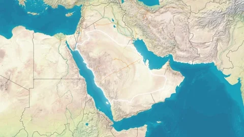 Zoom In On Stylized Map Saudi Arabia Stock Footage 314272932