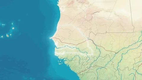 Zoom In On Stylized Map Senegal Stock Footage 314272935