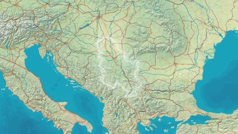 Zoom In On Stylized Map Serbia Stock Footage 314272950