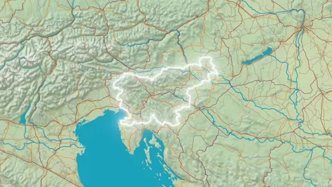 Zoom In On Stylized Map Slovenia Stock Footage 314272969
