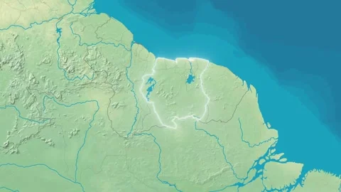 Zoom In On Stylized Map Suriname Stock Footage 314273069