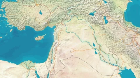 Zoom In On Stylized Map Syria Stock Footage 314273083