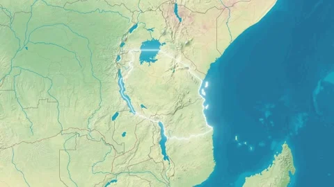 Zoom In On Stylized Map Tanzania Stock Footage 314273105