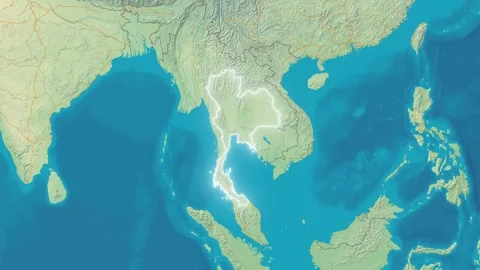 Zoom In On Stylized Map Thailand Stock Footage 314273114