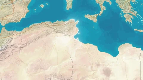 Zoom In On Stylized Map Tunisia Stock Footage 314273139