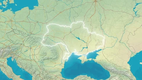 Zoom In On Stylized Map Ukraine Stock Footage 314273186