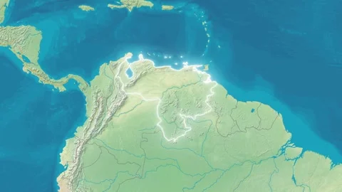 Zoom In On Stylized Map Venezuela Stock Footage 314272329