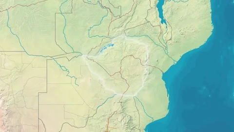 Zoom In On Stylized Map Zimbabwe Stock Footage 314272407