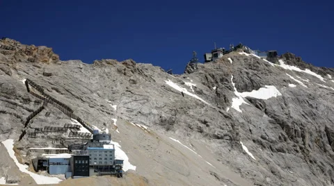 Zoom-in on the summit of Zugspitze Stock-Footage 45733885
