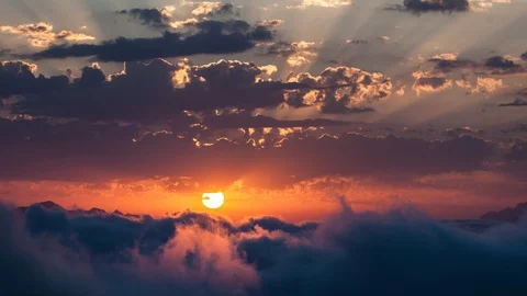 Zoom in Sunset Over The Mountains time lapse Stock-Footage 91643830