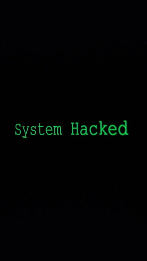 Zoom System Hacked Screen, displaying green text on a black background, Stock Footage 283411317