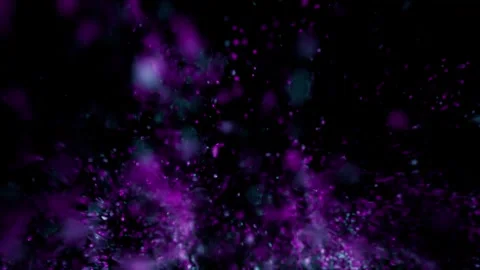 Zoom through abstract particles flying in a black background and glowing in  Stock Footage 262372669