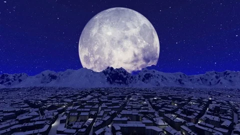 Zoom in through Eiffel tower,big moon Stock Footage 70793451