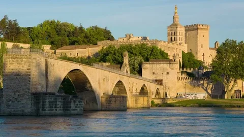 Zoom in timelapse of Avignon at sunset time Stock Footage 74379767