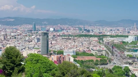 Zoom in timelapse of Barcelona Stock Footage 74380047