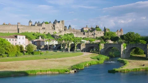 Zoom in timelapse of Carcassonne Stock Footage 74610970