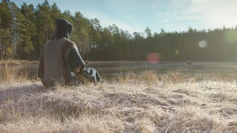 ZOOM IN TRACKING shot of an ice bather breathing before going in a frozen Video stock 167272437