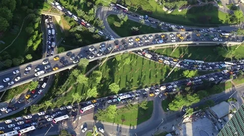 Zoom in traffic jam and rush hour time in Istanbul Turkey Stock Footage 56563159