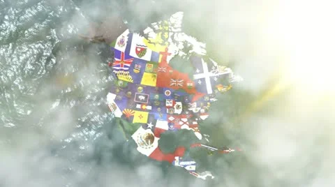 Zoom into USA State Flags on a 3D Map Stock Footage 12504539