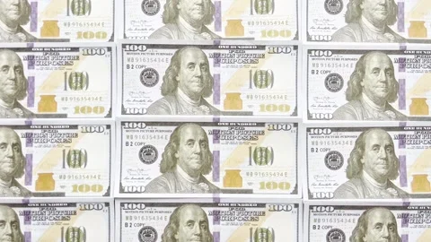 Zoom in video of 100 US dollar bill. Economics. Finance. 库存影片 340719038