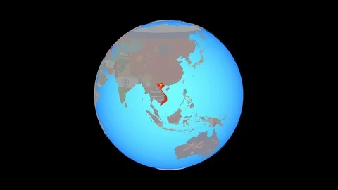 Zoom to Vietnam with flag on map Stock Footage 99817076