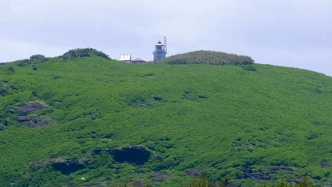 Zoom view of the Flat istaln with a lighthouse and birds Video stock 170065892