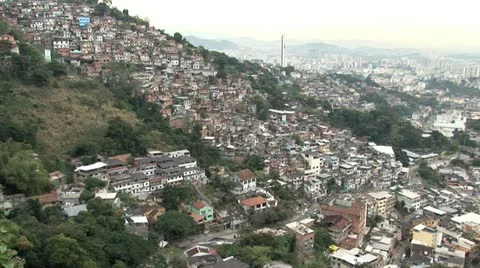 Zoom In View of Hillside Homes in the Favela of Rio De Janeiro, Brazil Video stock 19707319