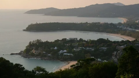 Zoom in View from Karon viewpoint famous on hilltop at Phuket Stock Footage 89859576