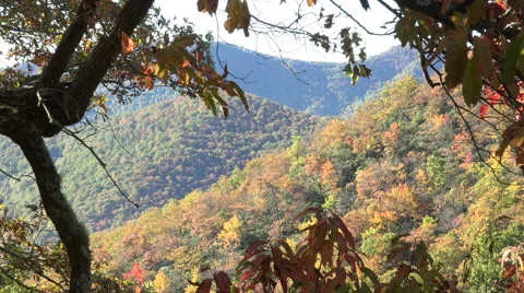 Zoom into view of mountains in the fall from blue ridge parkway 動画素材 45522151