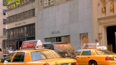 Zoom in, View of the Prada shop on 5th Avenue Stock Footage 105896952
