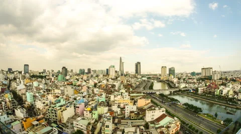 Zoom in view of the skyline over the Ho Chi Minh City Stock Footage 62256987