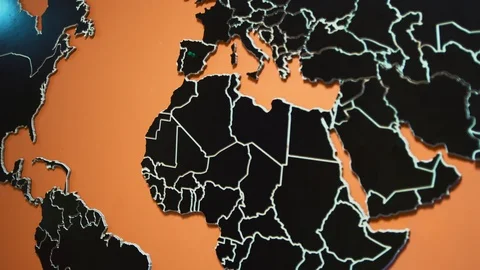 Zoom in wall carved world map Stock Footage 106063550