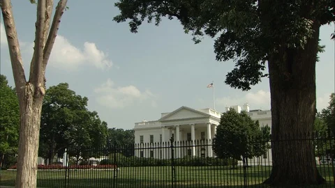Zoom In To White House From Outside Gate, Washington D.C. Stock Footage