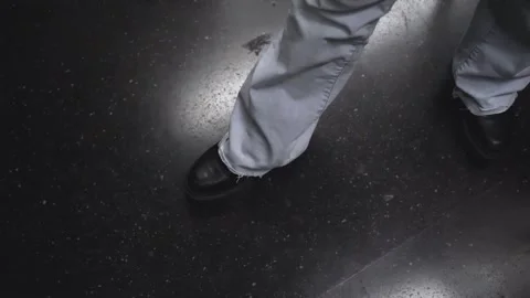 Zoom in woman's boot riding the New york City Subway Video stock 255754502