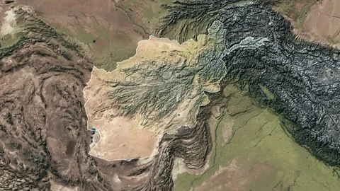 Zoom in from World Map to Afghanistan Video stock 258292352