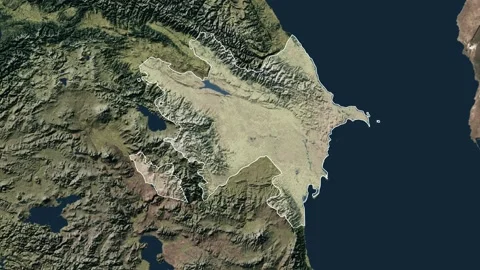 Zoom in from World Map to Azerbaijan, Districts appear in the last 5 sec Video stock 258588312