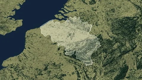Zoom in from World Map to Belgium, Districts appear in the last 5 sec Stock-Footage 258588461